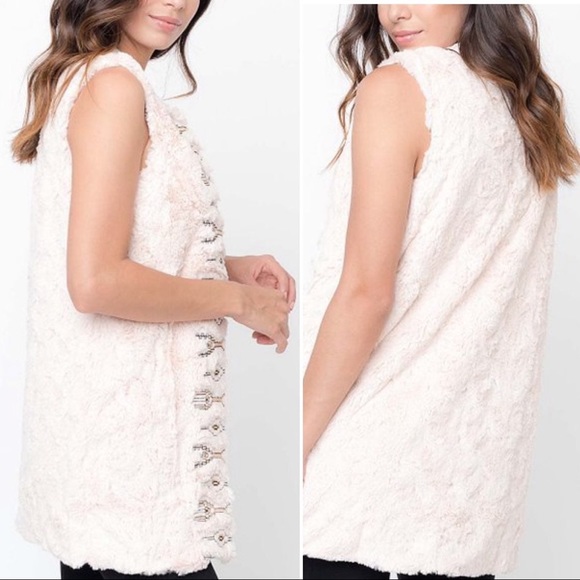 Flying Tomato Embroidered Faux Fur Vest - Picture 15 of 17